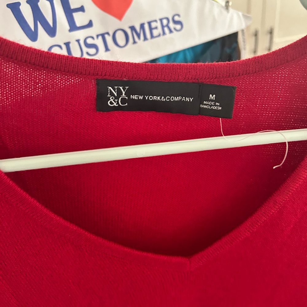 New York & Company Vibrant Red Knit Top